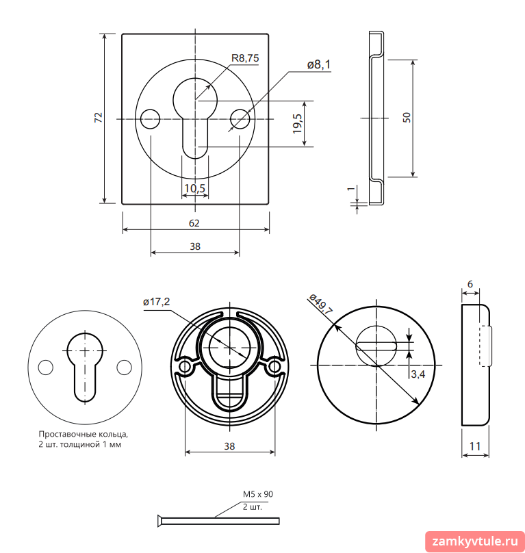 Защитная накладка CODE DECO Slim Pro 50/11-DP-16-CRS (сатинированный хром)