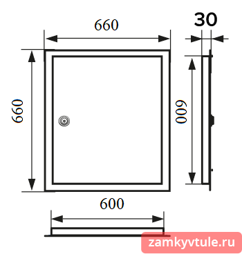 ЛТ6060М3 Люк металл замок фланец 600*600/660*660