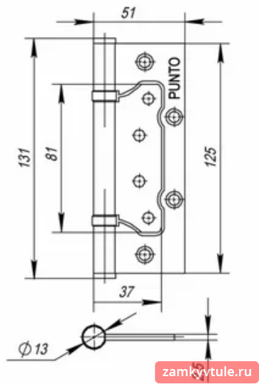 Петля PUNTO 200-2B 125*2,5 GR (графит)