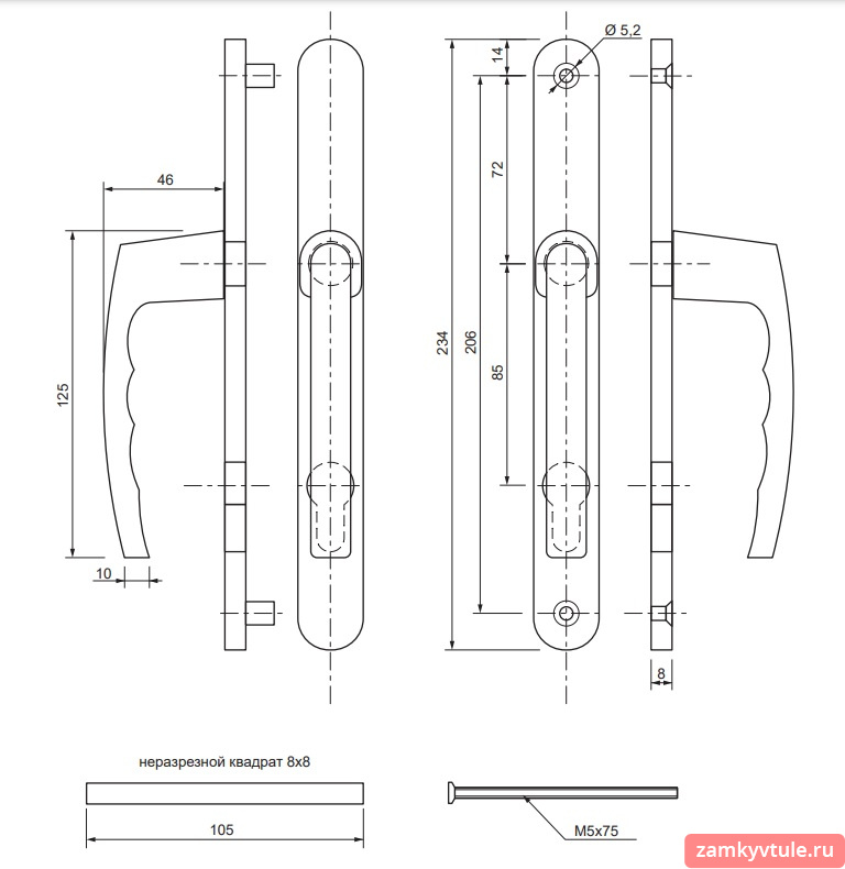 Ручки APECS HP-85.7205-BLM