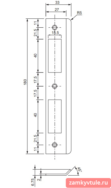 Ответная планка APECS BP-1425-CR (хром)