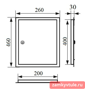 ЛТ2040М3 Люк металл замок фланец 200*400/260*460