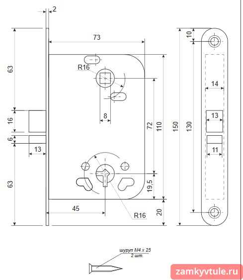 Замок межкомнатный APECS 6000-WC/S-CR (хром)