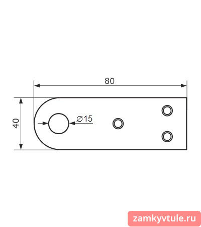 Проушина усиленная 80х40х5 прямая (черная)