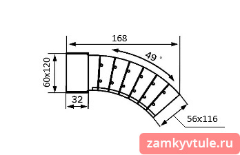 612 KRPV Колено разноугловое вертикальное пластик 60*120