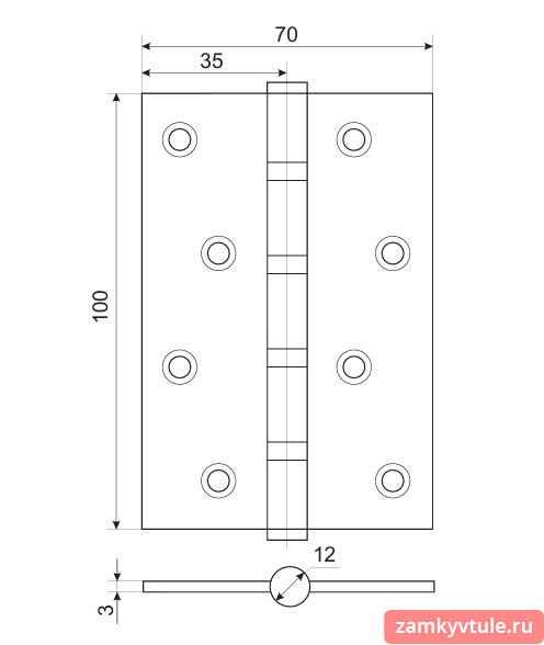 Петля APECS 100*70-В4-StееI-CR (хром)