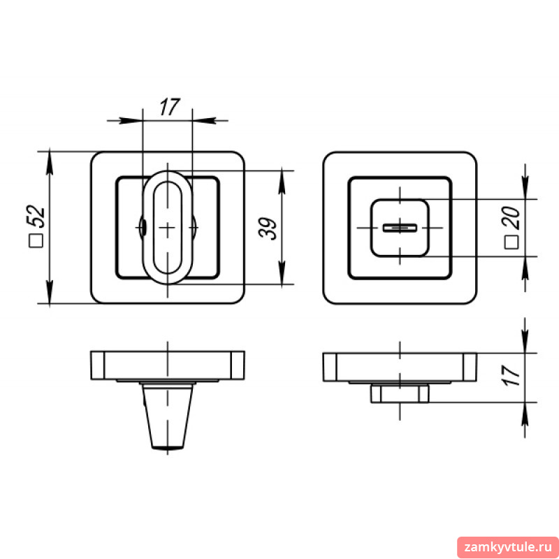 Ручка поворотная PUNTO WC-BK6.K.QR52 (BK6 QR) GR/CP-23 (графит/хром)