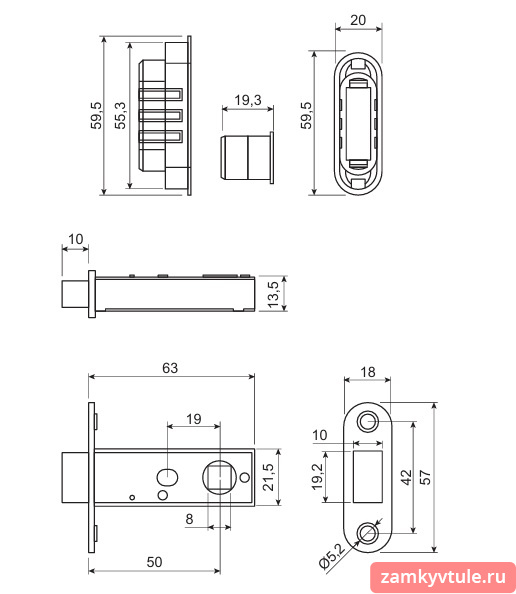 Защелка CODE DECO 5900-MC-CRS (сатинированный хром)