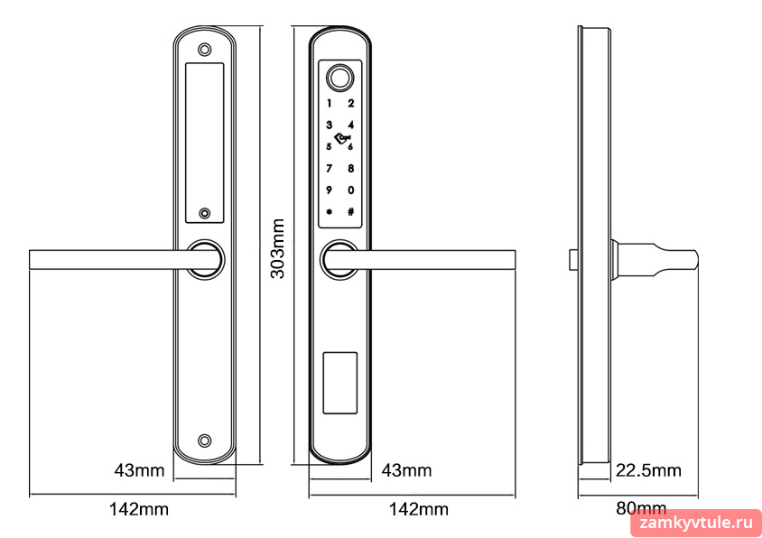 Биометрический смарт-замок TTL SLIM FP (SILVER) на двери из тонкого профиля (без мортизы)