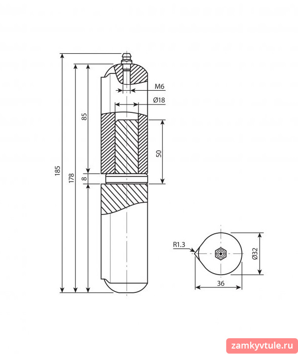 Петля гаражная APECS 180*32 В (капля)