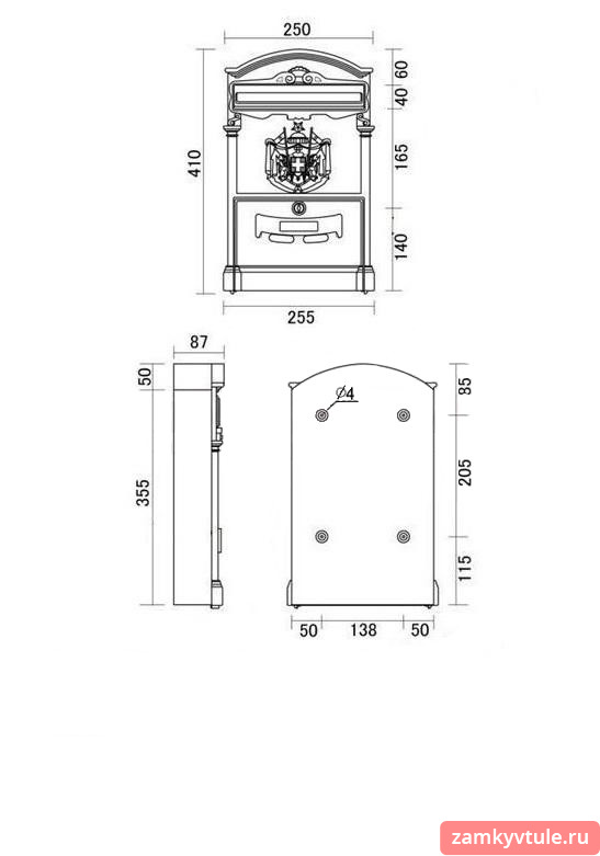 Почтовый ящик №4010В (старая медь)