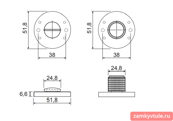 Ручка поворотная ARMADILLO BK6.R.URS52.ROLL AC-9 (медь)