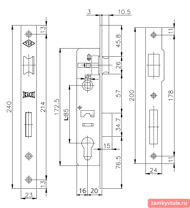 Замок ЗВ KALE 153 (20мм) корпус