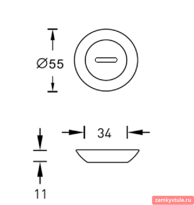 Ключевина с узкой прорезью ARCHIE ОВ 9 (матовый хром)
