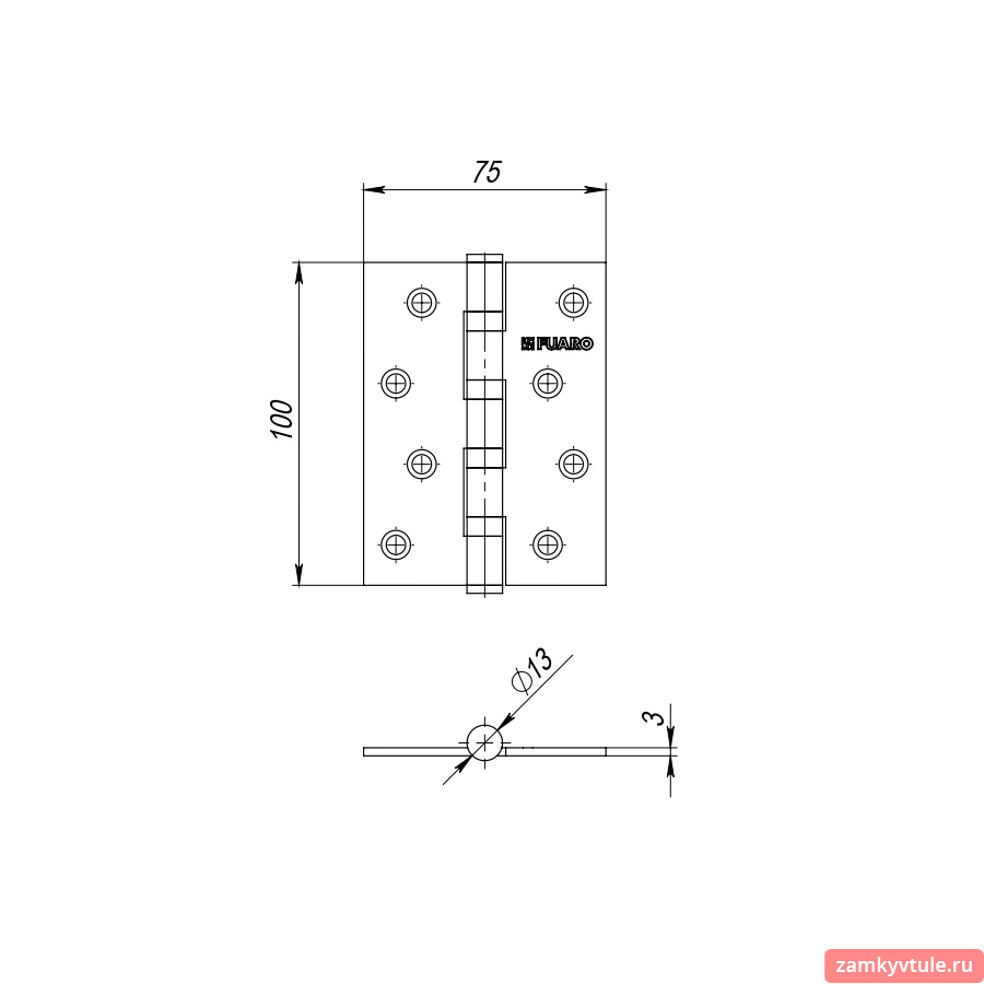 Петля FUARO IN4400U (4BB 100*75*3) SSG (сатинированное золото)
