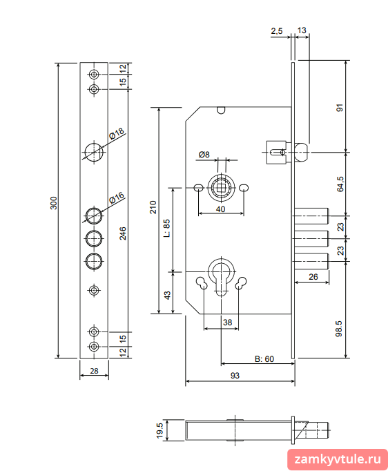 Замок электронный Apecs Smart SL-52-60.85/8001-BLM (TTLock, WiFi, FP)