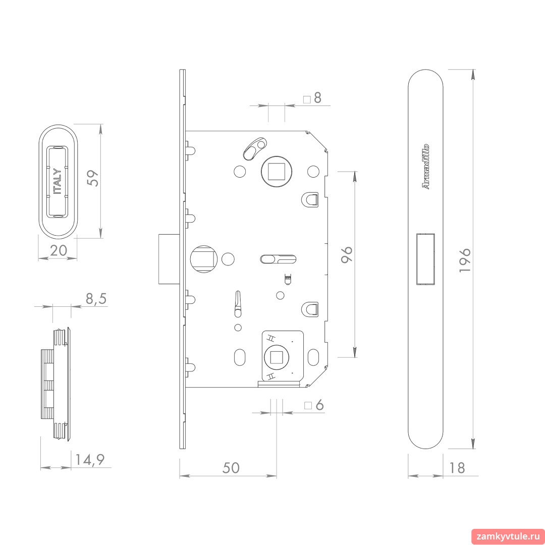 Защелка магнитная ARMADILLO WC GRAVITY PRO G01.196.50.96 MWSC (итальянский тисненый)