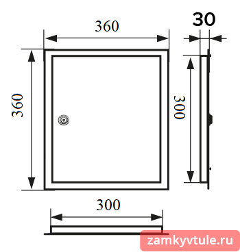 ЛТ3030М3 Люк металл замок фланец 300*300/360*360
