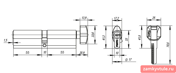 Механизм PUNTO MaxPro 7002Knob120mm (60*60) к/в SN