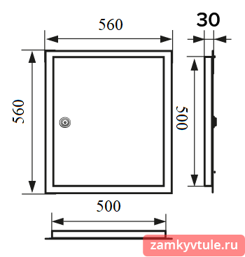 ЛТ5050М3 Люк металл замок фланец 500*500/560*560