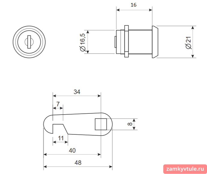 Замок почтовый AVERS CAM-01/16-NI (one key) (1)
