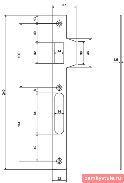 Ответная планка APECS BP-2801-G (золото)