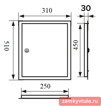 ЛТ2545М3 Люк металл замок фланец 250*450/310*510