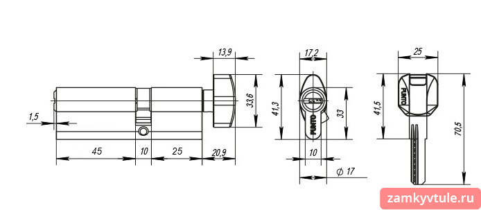 Механизм PUNTO MaxPro 7002Knob80mm (50*30) к/в SN