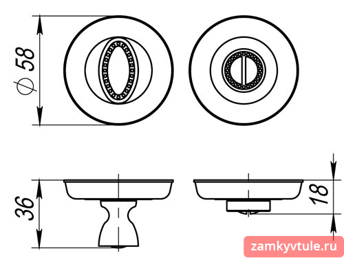 Ручка поворотная FUARO WC-BK6.R.SM58 MAB-6 (темная бронза)
