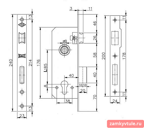 Замок ЗВ KALE 152R (40мм) корпус