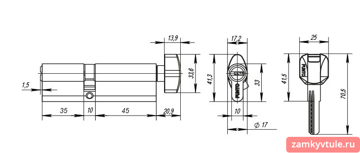Механизм PUNTO MaxPro 7002Knob90mm (40*50) к/в SN