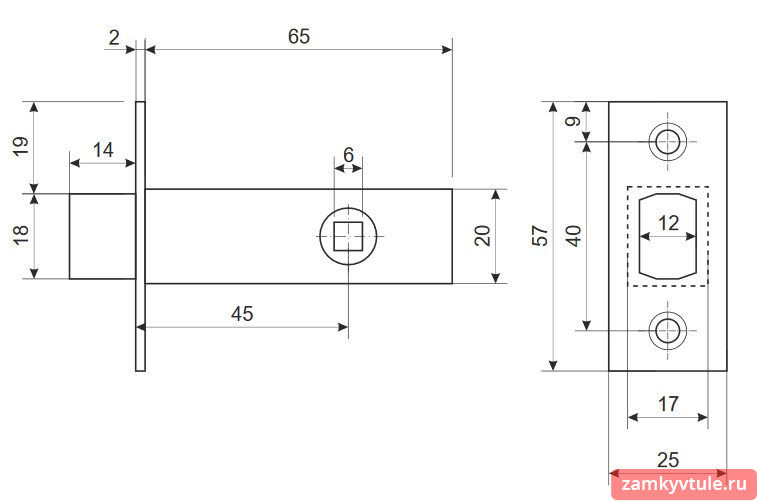 Задвижка дверная APECS L-0126-BLM (черный)