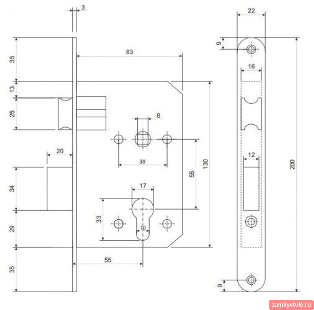 Замок ЗВ APECS 1601 CR (хром)
