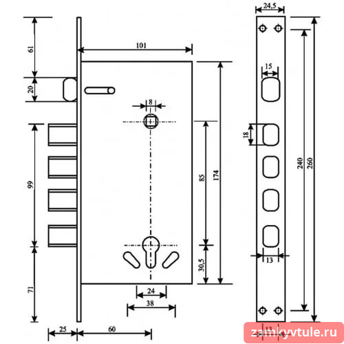 Замок ЗВ APECS T-05-CR корпус (хром)