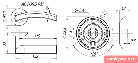 Ручка FUARO R.RM54.ACCORD SN/CP-3 (матовый никель/хром)
