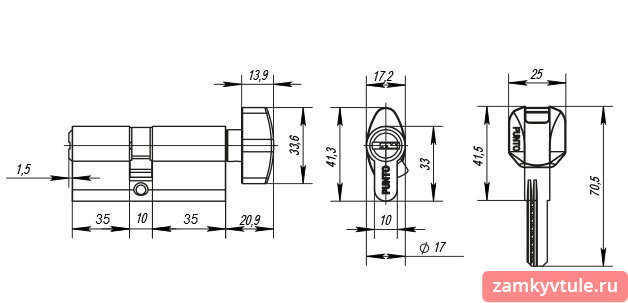 Механизм PUNTO MaxPro 7002Knob80mm (40*40) к/в SN