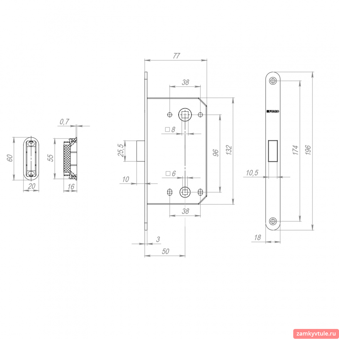 Защелка врезная FUARO MAGNM96WC-50/BL INOX SSG-39 (сатинированное золото)