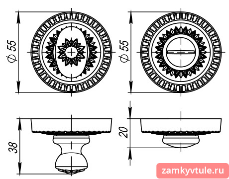 Ручка поворотная ARMADILLO BK6.R.CL55 (BK6/CL) SILER-925 (серебро 925)