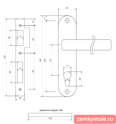 Замок ЗВ AVERS 1223-60/AВ (бронза)