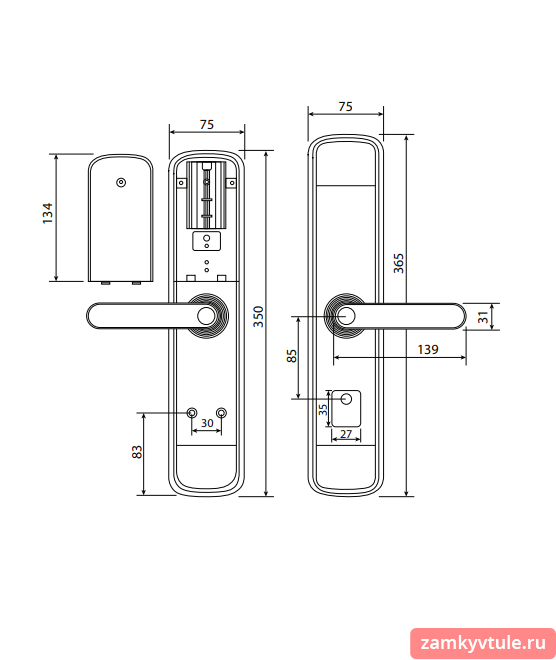 Замок электронный Apecs Smart SL-52-60.85/8001-BLM (TTLock, WiFi, FP)