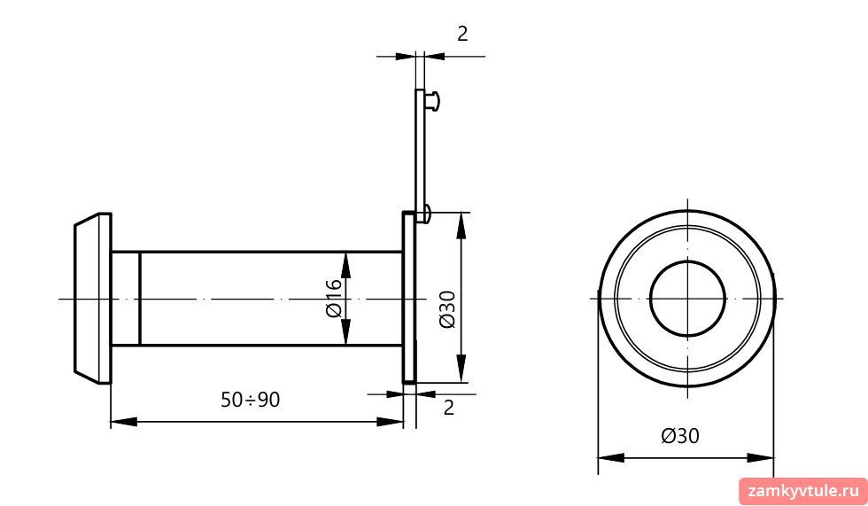 Глазок APECS 5216/50-90 G (золото)