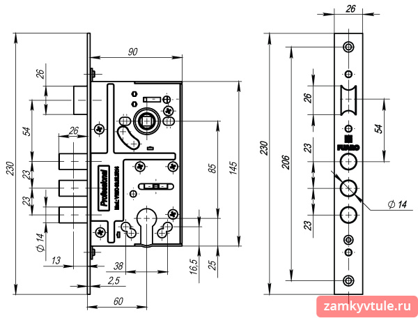 Замок ЗВ FUARO MDV10/C-60.85.3R14