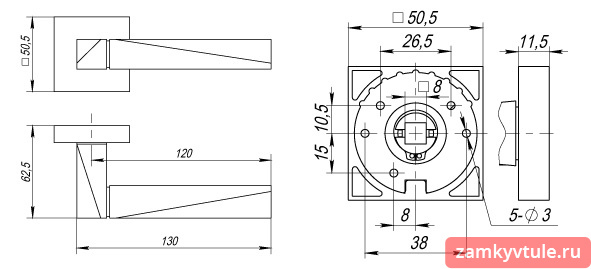 Ручка FUARO K.DM51.DIAMOND SN/CP-3 (матовый никель/хром)