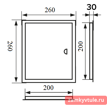 ЛТ2020М Люк металл ручка фланец 200*200/260*260