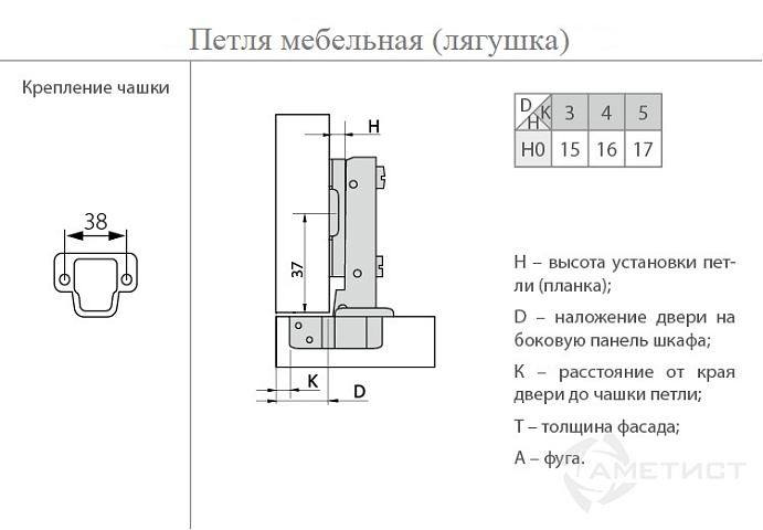 Петля мебельная 26 мм диаметр чашки