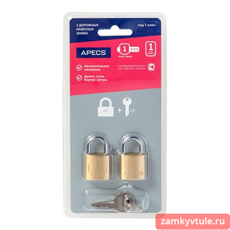 Замок ВС APECS PDВ-20-20-Blister (2Locks+3Keys)