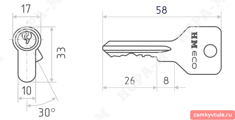 Механизм NORA-M ECO ЛВ-60 (30-30) к/в (хром)