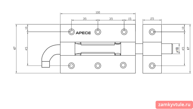 Шпингалет APECS DB-01-100-CR (хром)