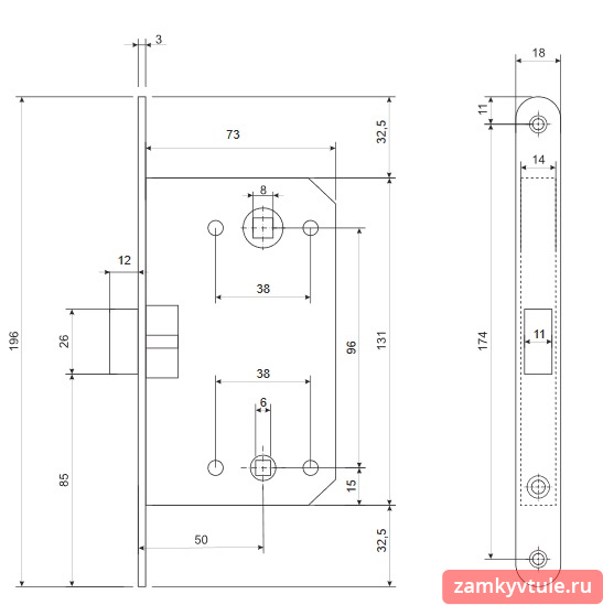 Защёлка APECS 5300-Р-WC-АС (медь)