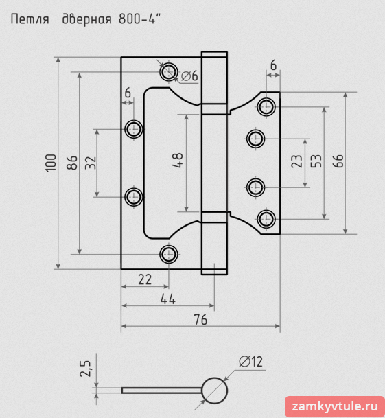 Петля NORA-M 800-4" FНР АС (медь)